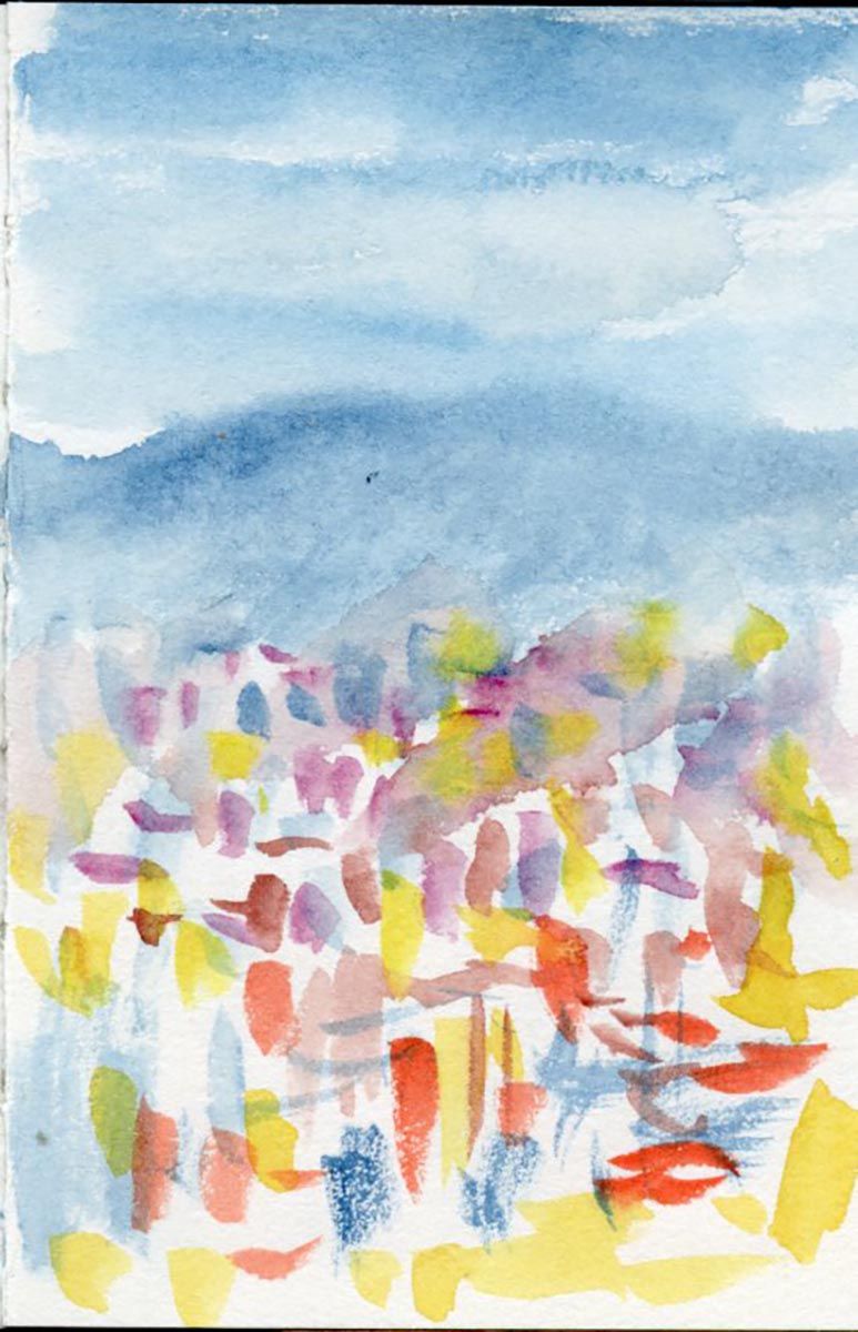 Jan Turner watercolour painting - Mountain vista artwork